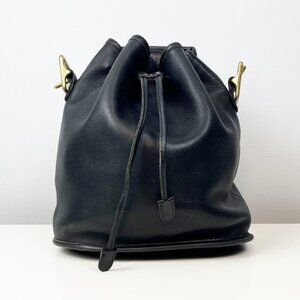 Coach Vintage Lula Legacy Black Leather Drawstring Bucket Bag NO STRAP 9952